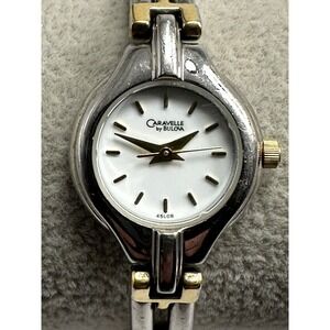 Caravelle By Bulova 45L08 Ladies Watch A2 2002 New Battery 20MM 7.5" Two Tone G2